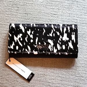 Aimee Kestenberg genuine leather black animal print wallet